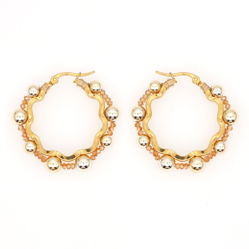 Joyas al por mayor Pendientes de cristal ahumado con ojos bohemios